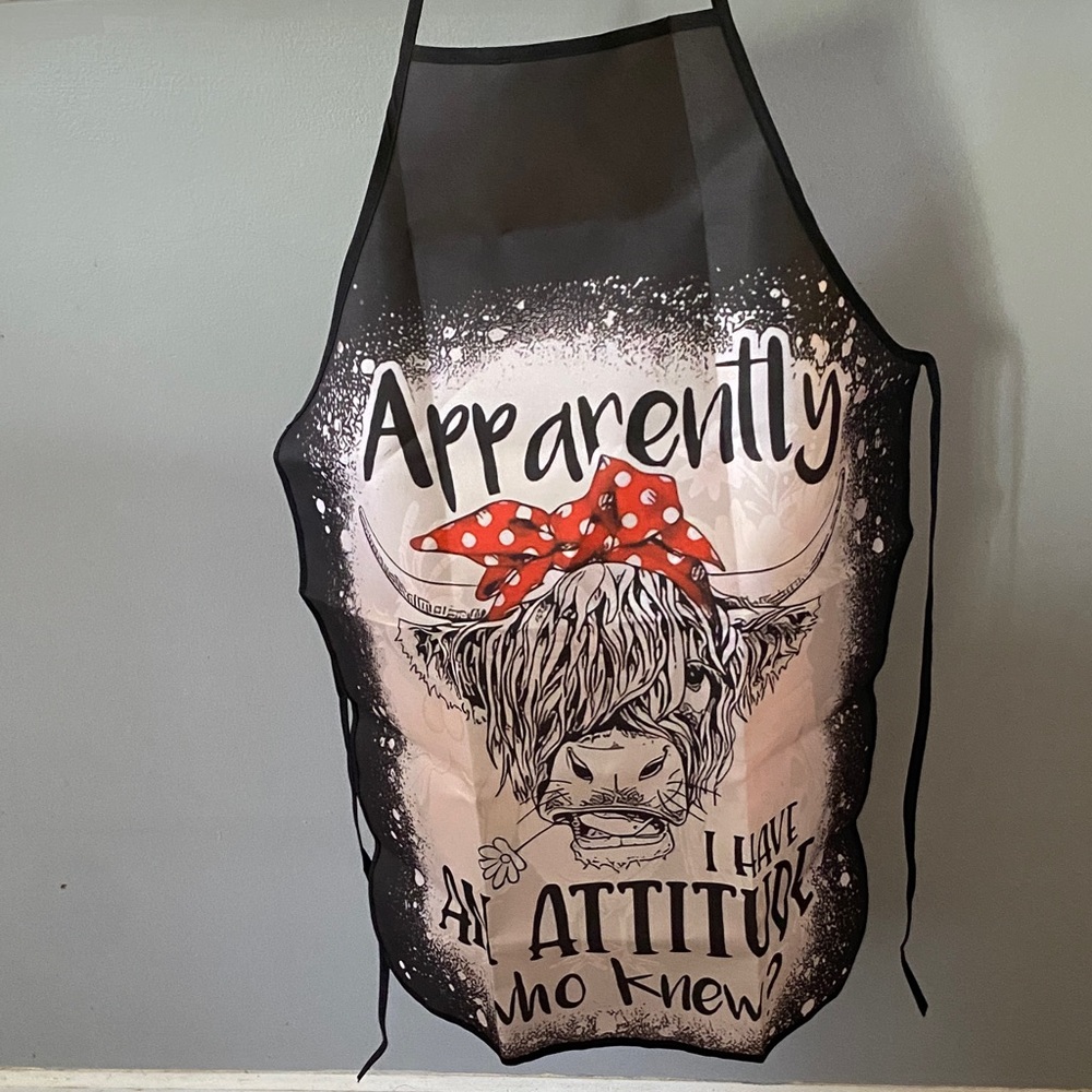 "Apparently I Have An Attitude" Graphic Kitchen Apron - Black & Red